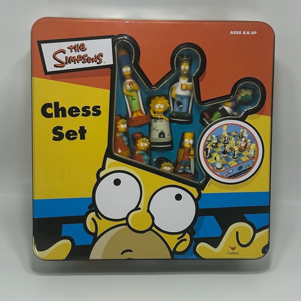 2000 The Simpsons 3D Chess Set Collector Tin Cardinal Vintage Figure